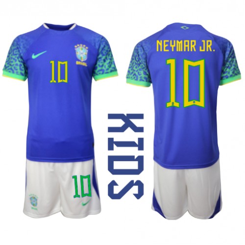 Brazil Neymar Jr #10 Gostujuci Dres za djecu SP 2022 Kratak Rukav (+ Kratke hlače)